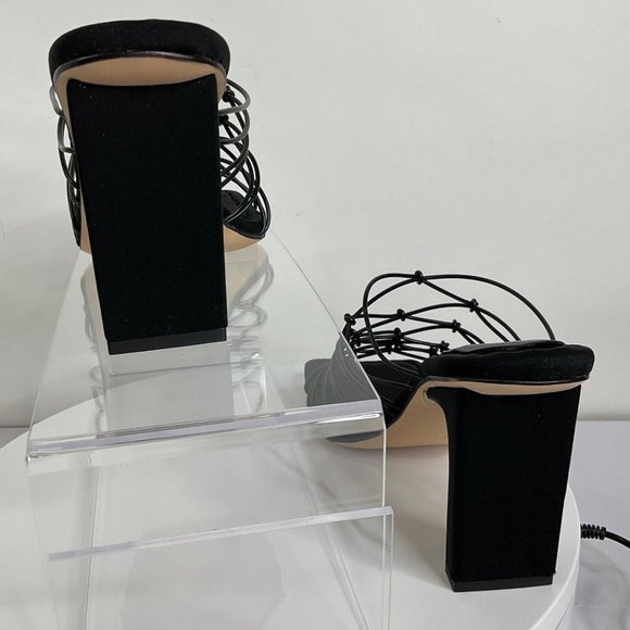 Good American Shoes Womens Size 8 Black Strappy Heels Caged Mule $260 Nwb - Picture 5 of 10